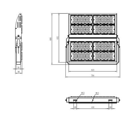Inventronics Driver Led Flood Oprawy oświetleniowe Aluminiowa obudowa 800W 960W dla fabrycznego supermarketu